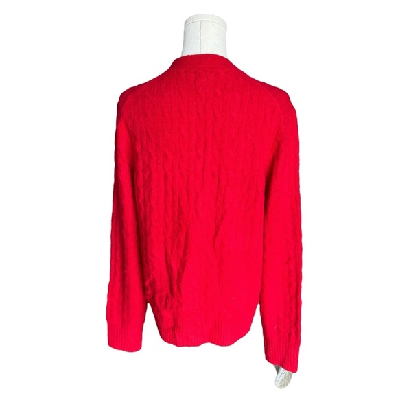 J. Crew - Red Extra Soft Preppy Cardigan Cable Knit Sweater Sz M - Picture 5 of 8